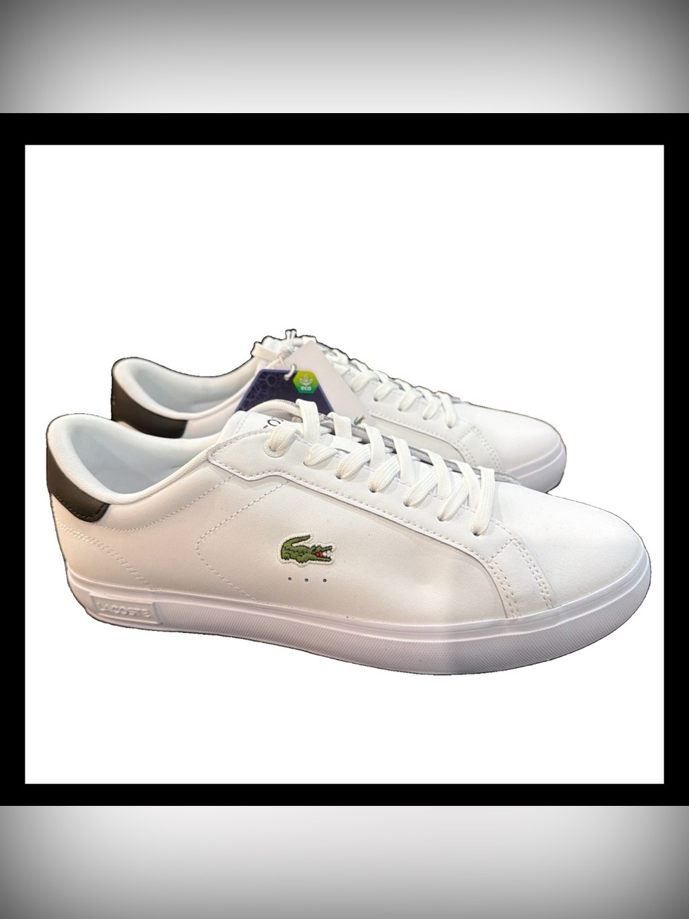 Lacoste Men's Powercourt Sneakers Black/White size 10.5 NWOB